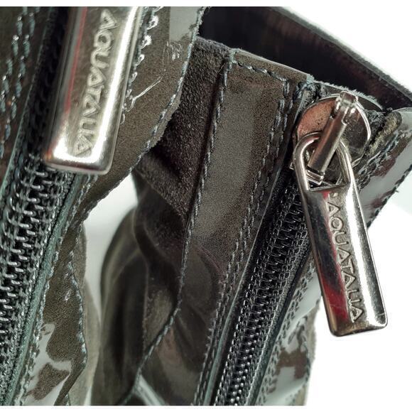 AQUATALIA Boots Heels Size‎ 6.5 Suede Pleated Patent Ankle Booties Gray - Picture 12 of 13